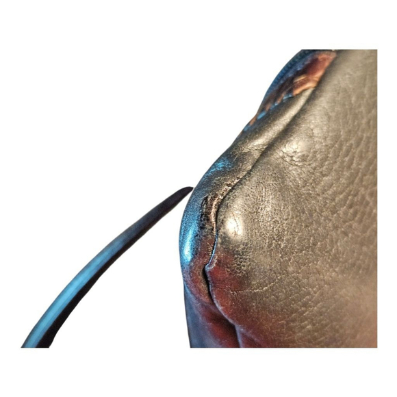 Brighton One Size Black Brown Croc Embossed Leather Crossbody Bag - Picture 7 of 13